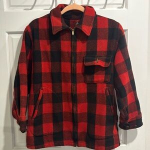 Vintage 50s Woolrich Buffalo Plaid Jacket (44) style 572 zip up hunting mackinaw